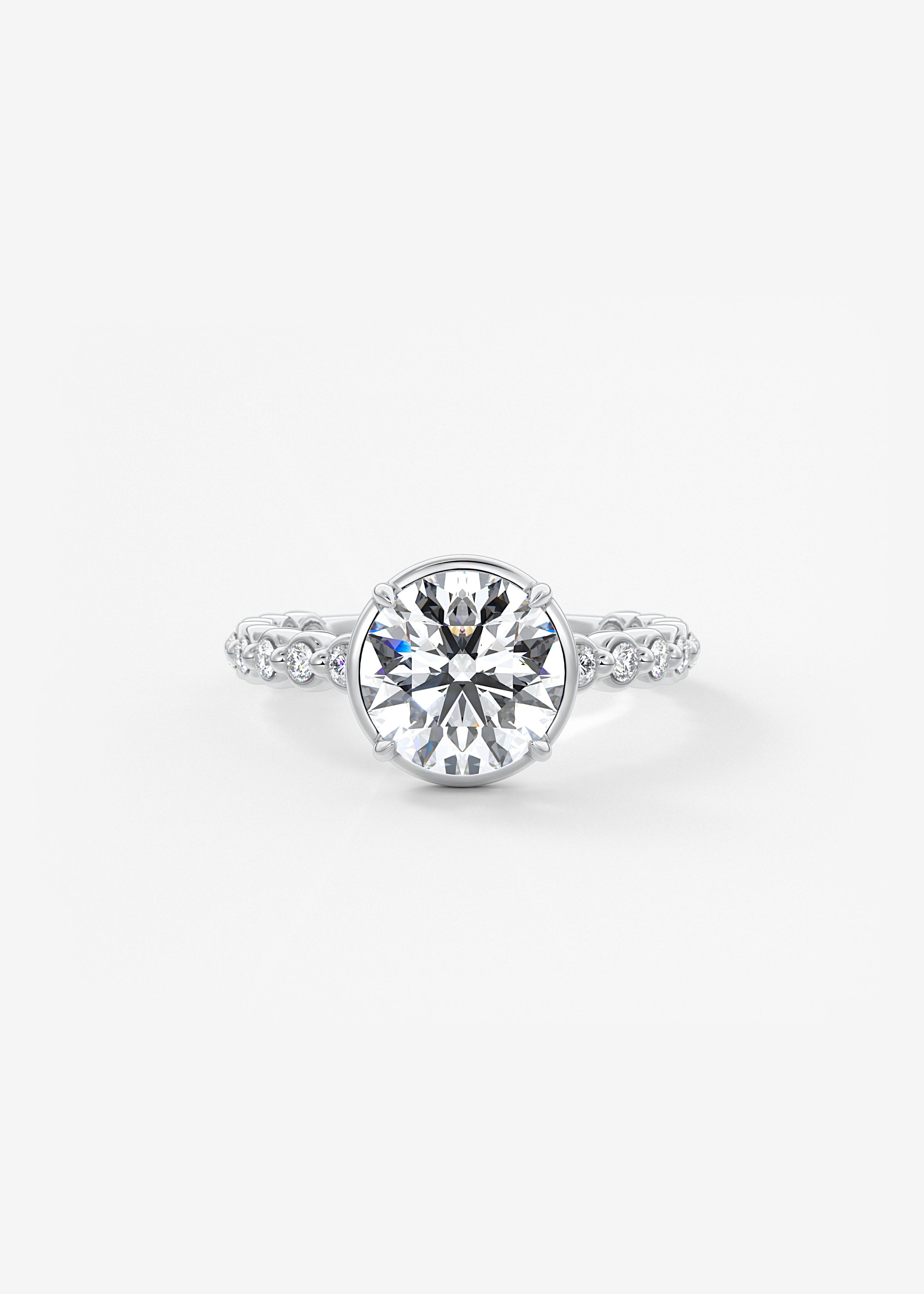 Round Bezel Lab Grown Diamond Engagement Ring
