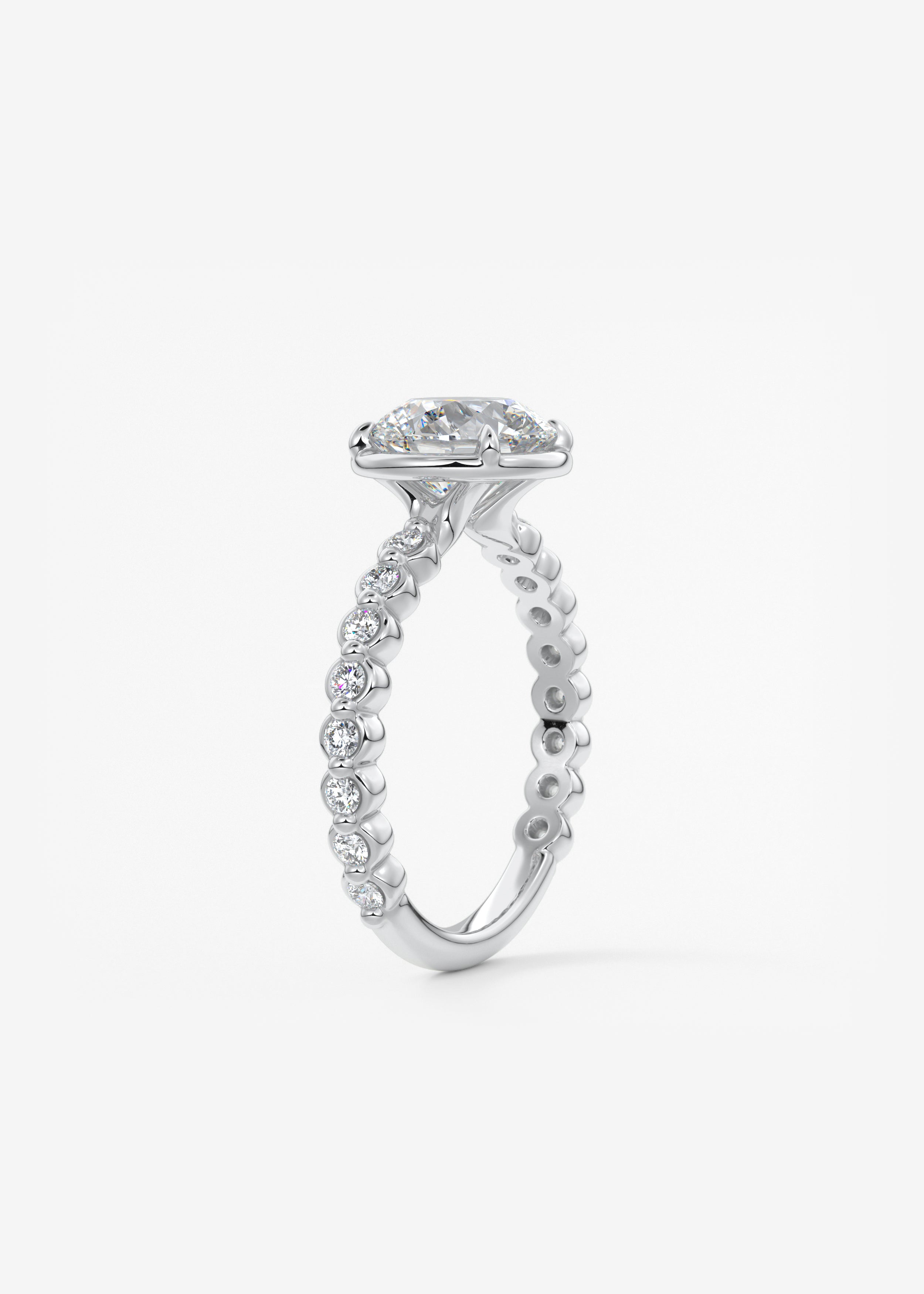 Round Bezel Lab Grown Diamond Engagement Ring