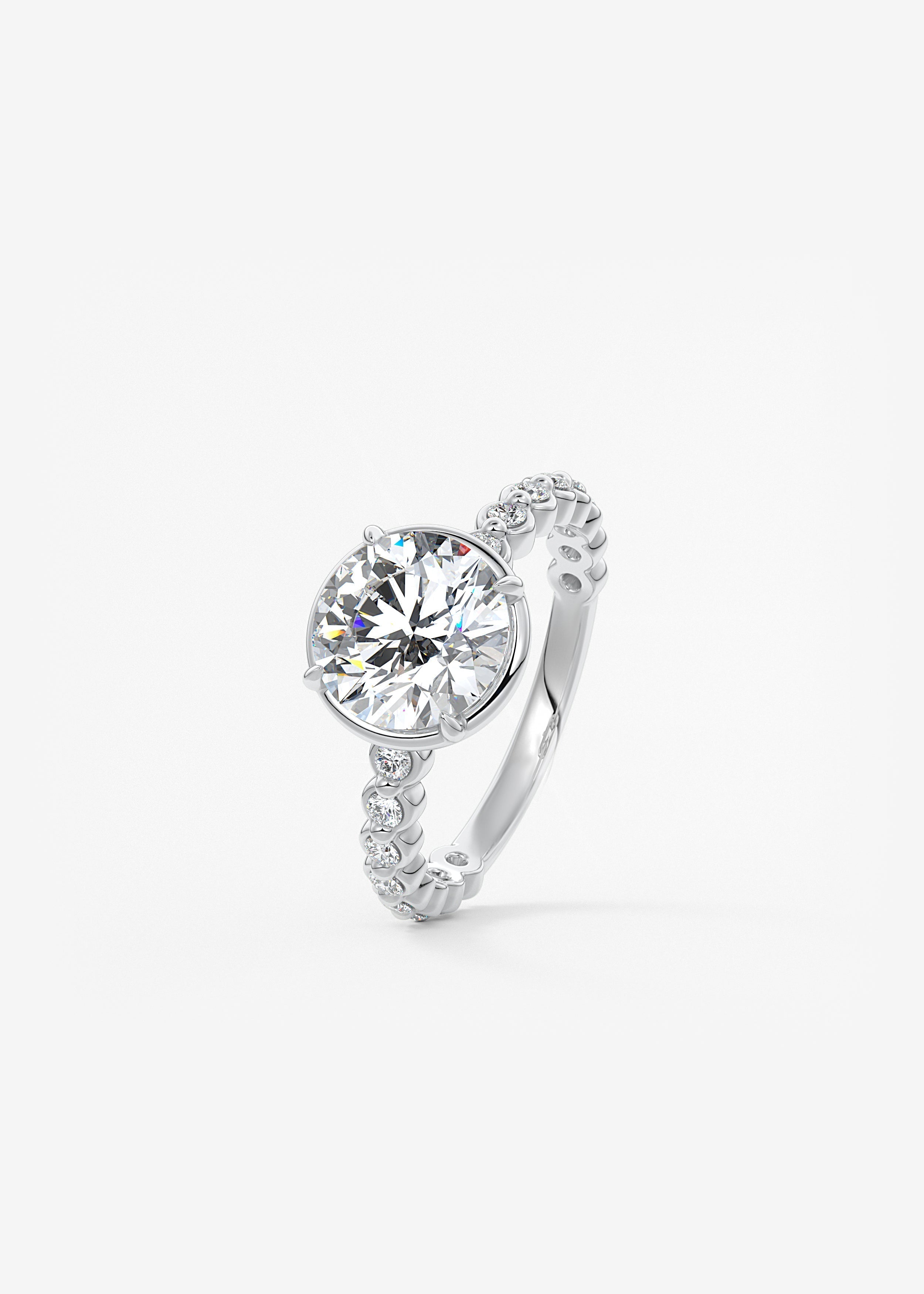 Round Bezel Lab Grown Diamond Engagement Ring