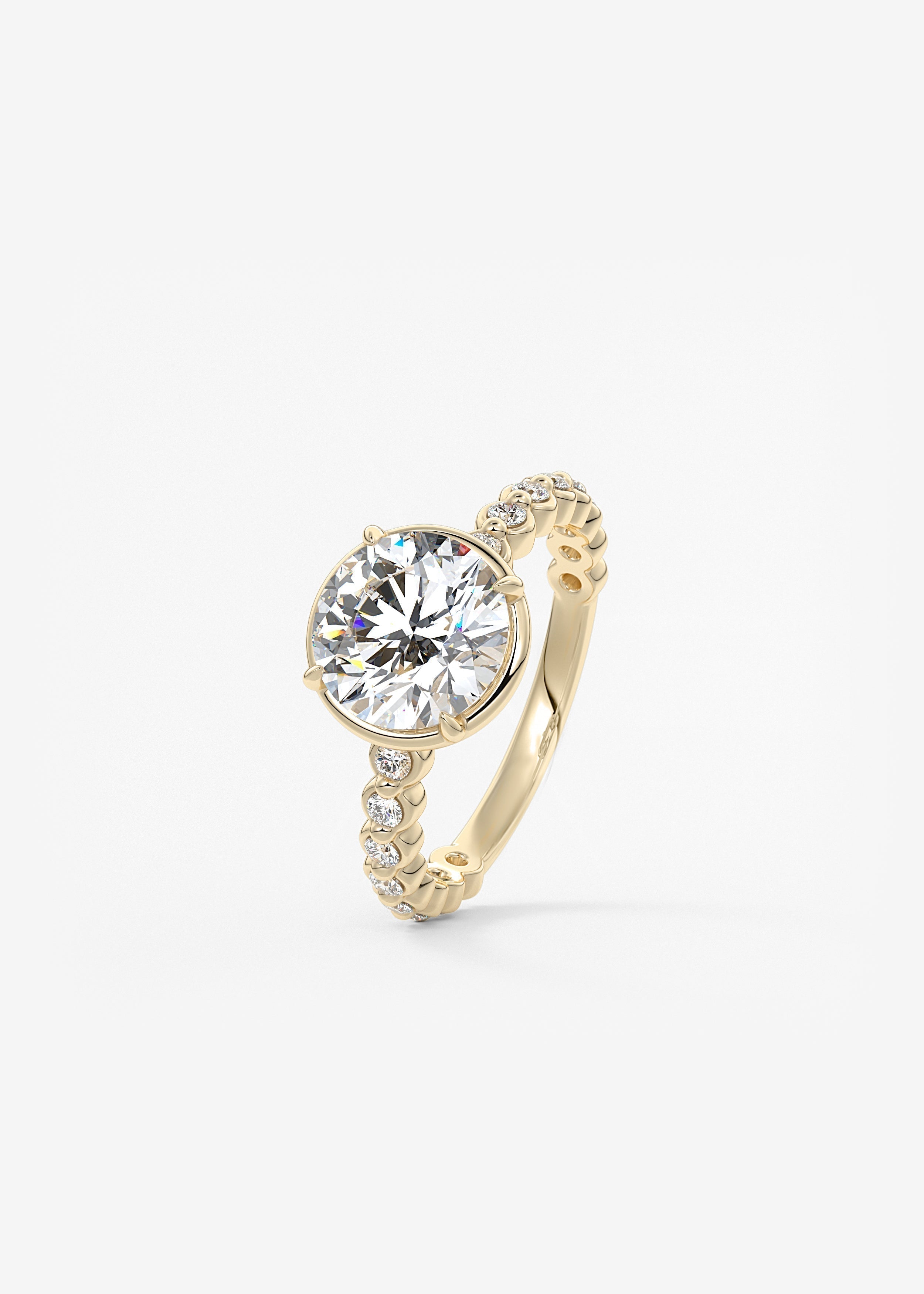 Round Bezel Lab Grown Diamond Engagement Ring