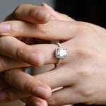 Stunning 1.0 - 2.0 CT Emerald Moissanite Engagement Ring with Pave and Halo Design 4