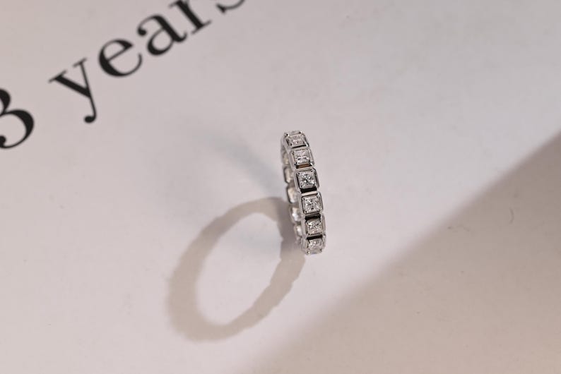 Stunning 0.4 TCW Princess Moissanite Stones Full Eternity Wedding Band 8