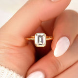 Stunning 1.75 CT Emerald Moissanite Engagement Ring with Bezel Design 9