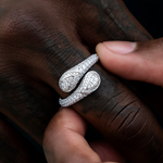 4 CT Round Iced Bandana Style Silver Men's Wedding Band 1