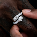 4 CT Round Iced Bandana Style Silver Men's Wedding Band 1