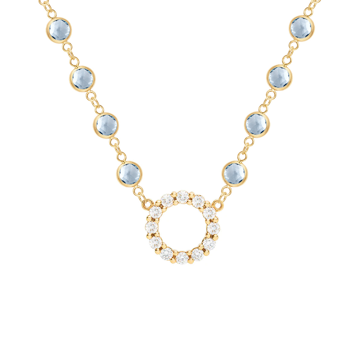 1.44 TCW Round Aquamarine Lab Made Diamond- March Birthstone Necklace 1