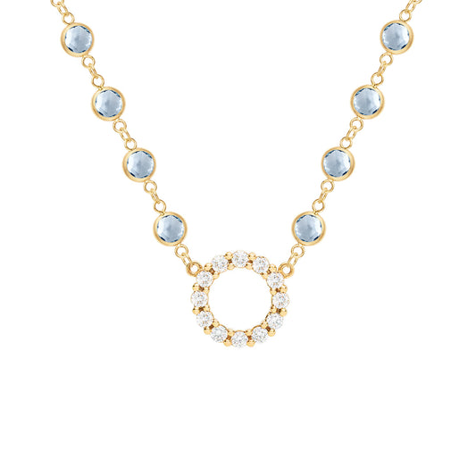 1.44 TCW Round Aquamarine Lab Made Diamond- March Birthstone Necklace 1