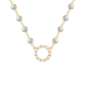 1.44 TCW Round Aquamarine Lab Made Diamond- March Birthstone Necklace