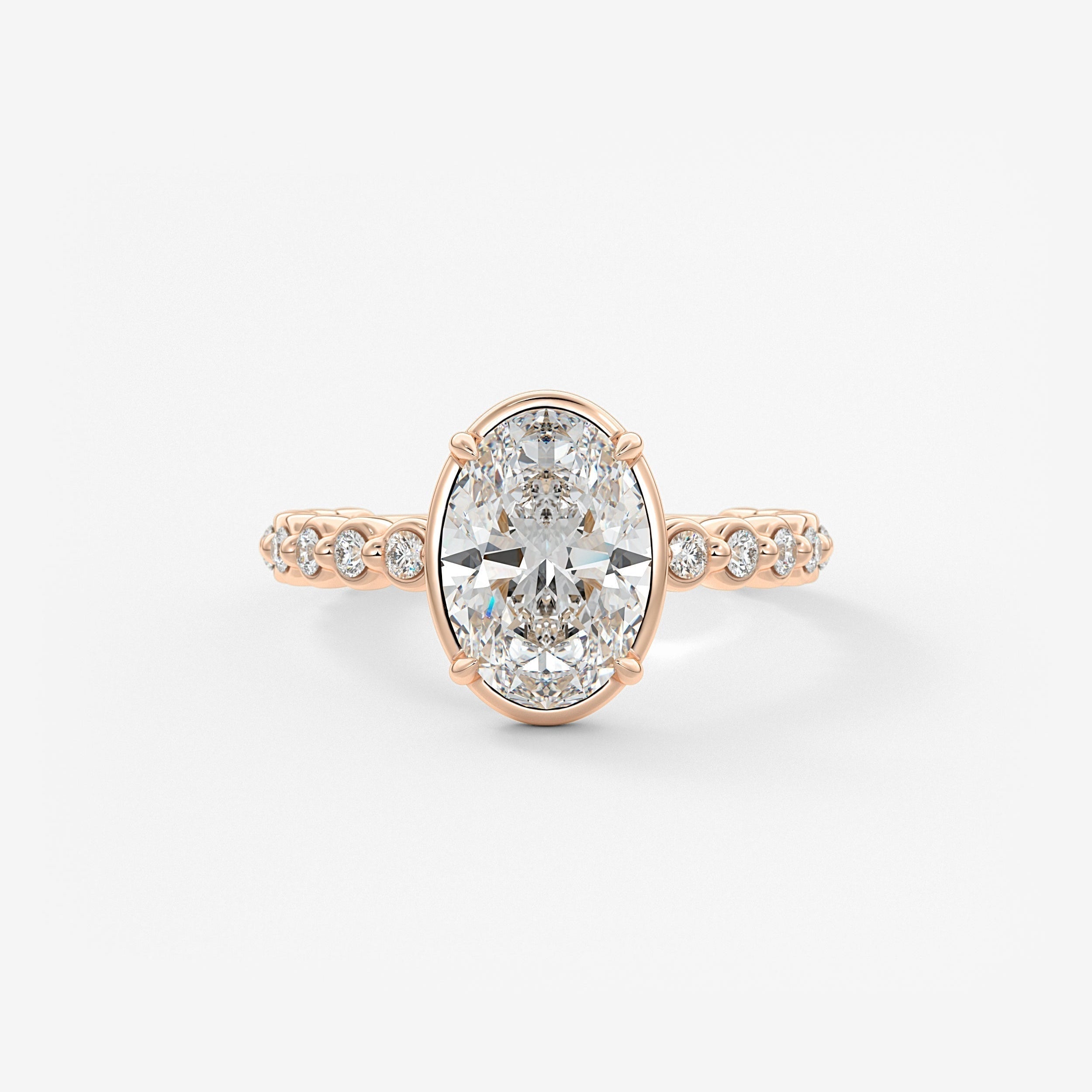 Oval Bezel Lab Grown Diamond Engagement Ring