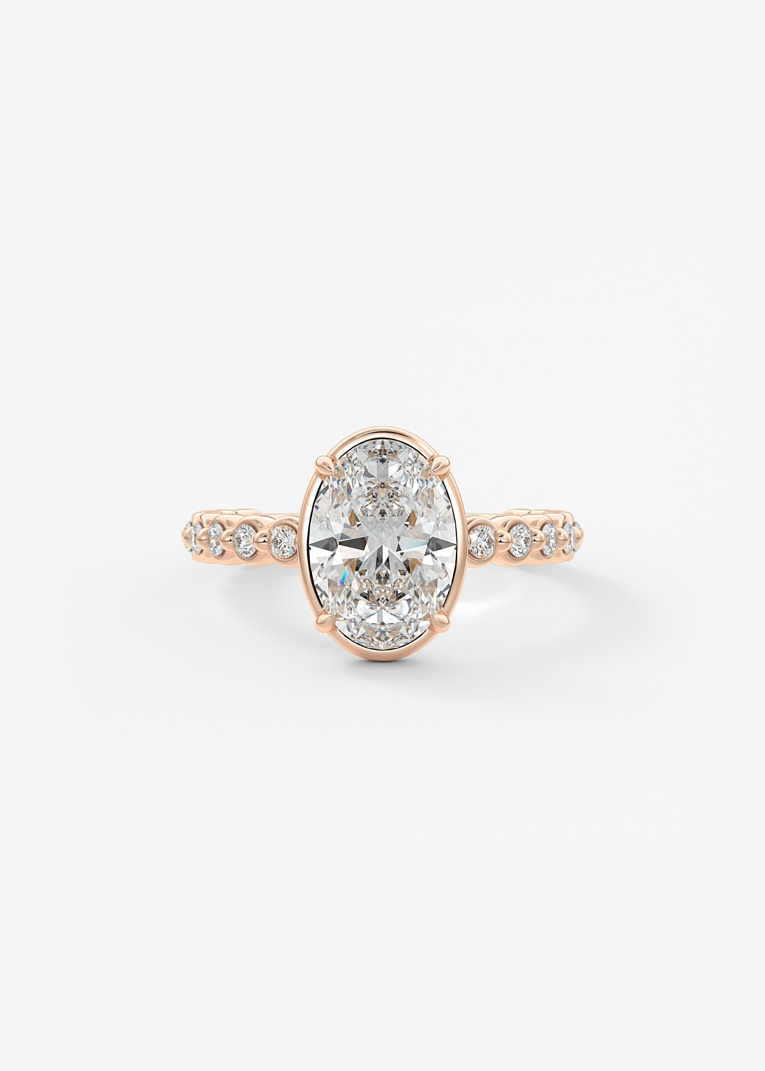 Oval Bezel Lab Grown Diamond Engagement Ring