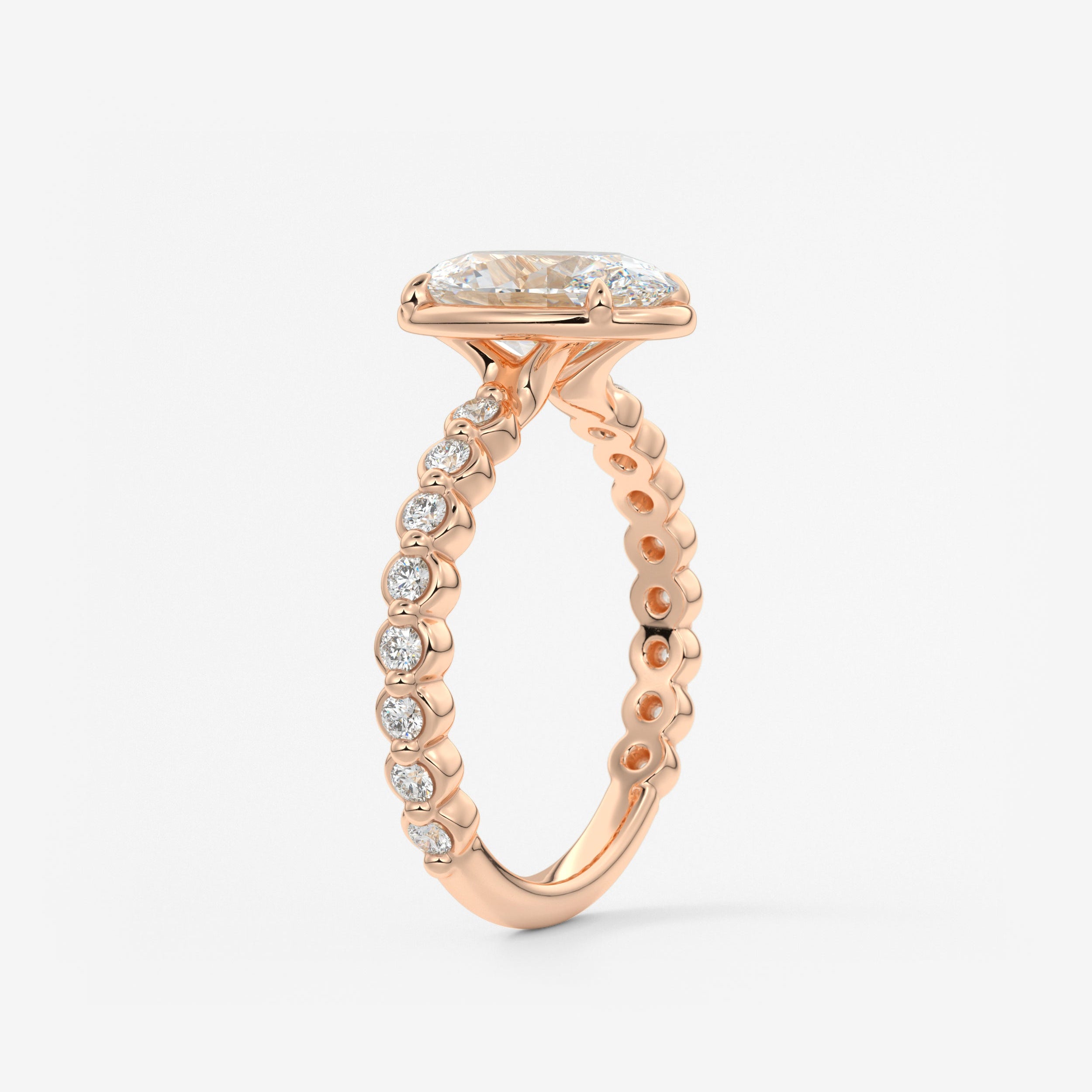 Oval Bezel Lab Grown Diamond Engagement Ring