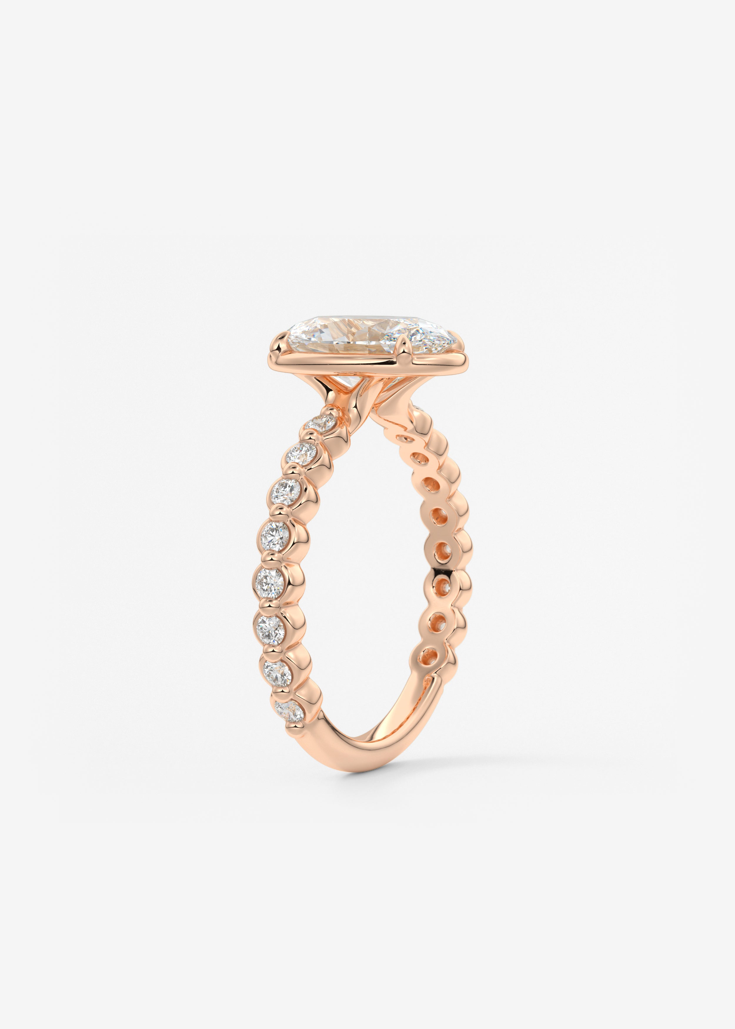 Oval Bezel Lab Grown Diamond Engagement Ring