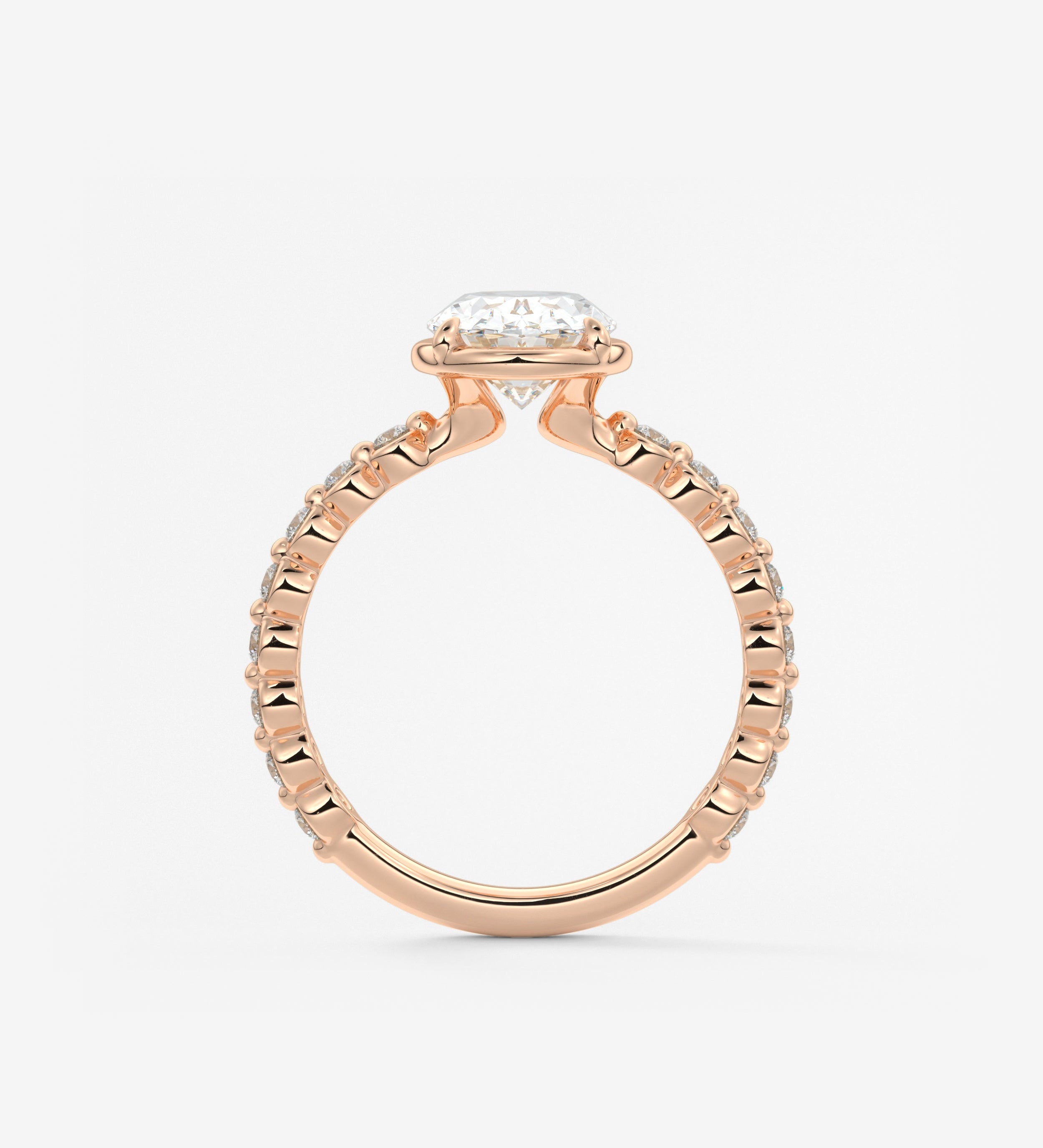 Oval Bezel Lab Grown Diamond Engagement Ring