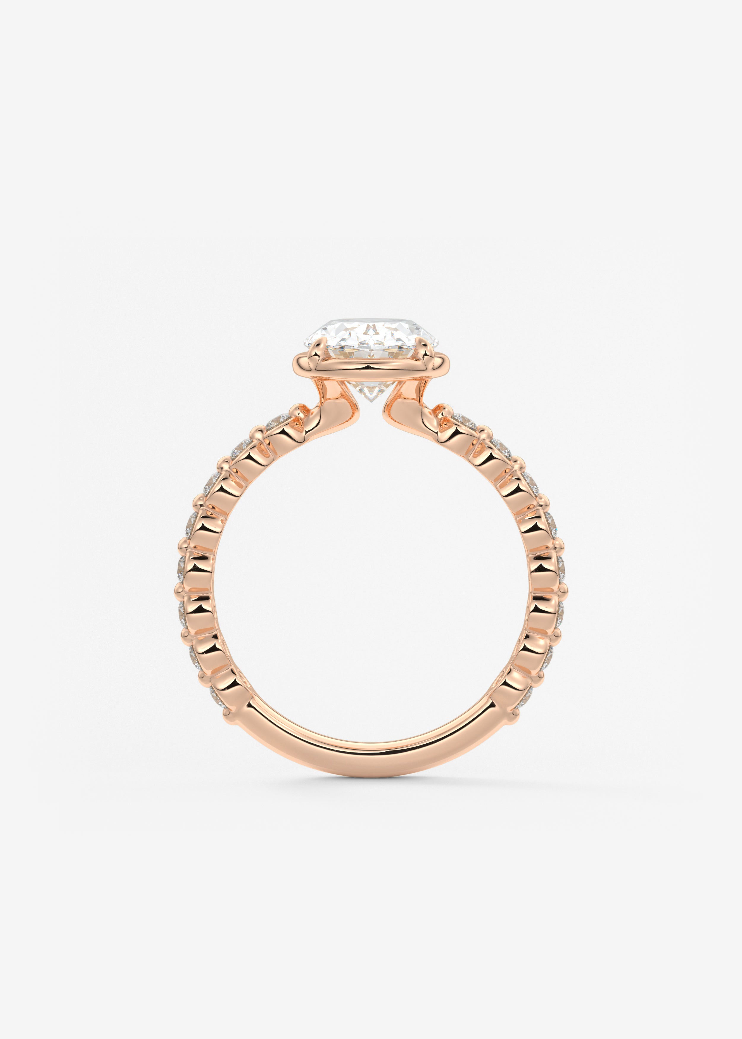 Oval Bezel Lab Grown Diamond Engagement Ring
