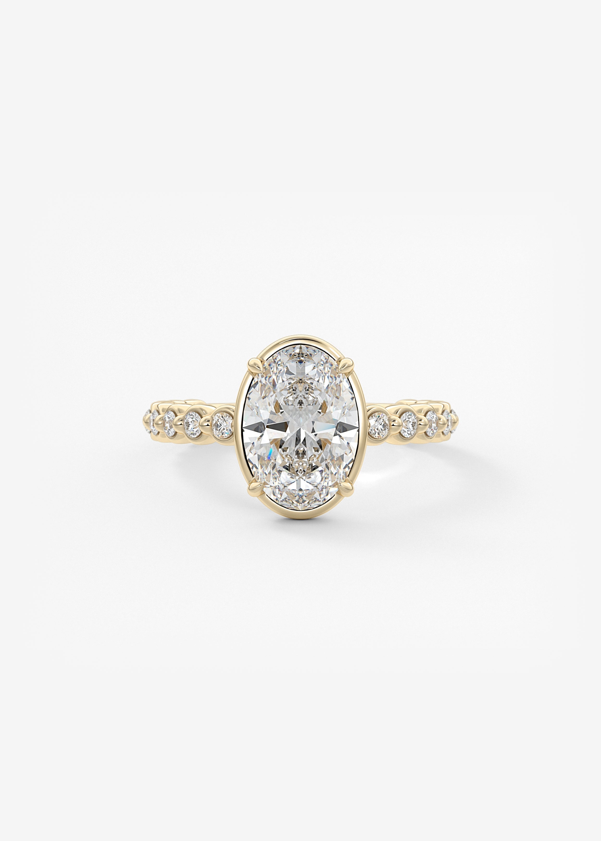 Oval Bezel Lab Grown Diamond Engagement Ring