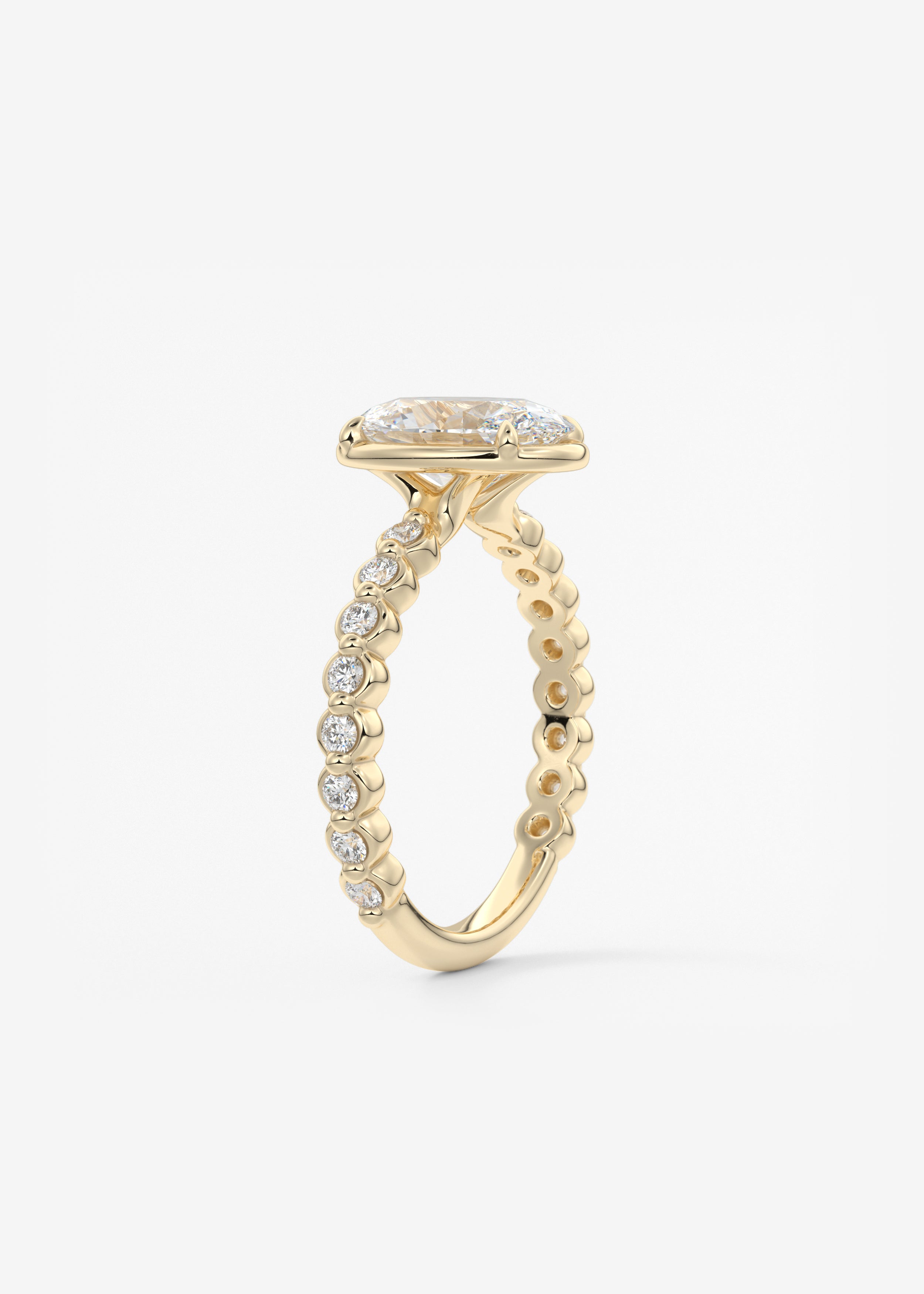 Oval Bezel Lab Grown Diamond Engagement Ring