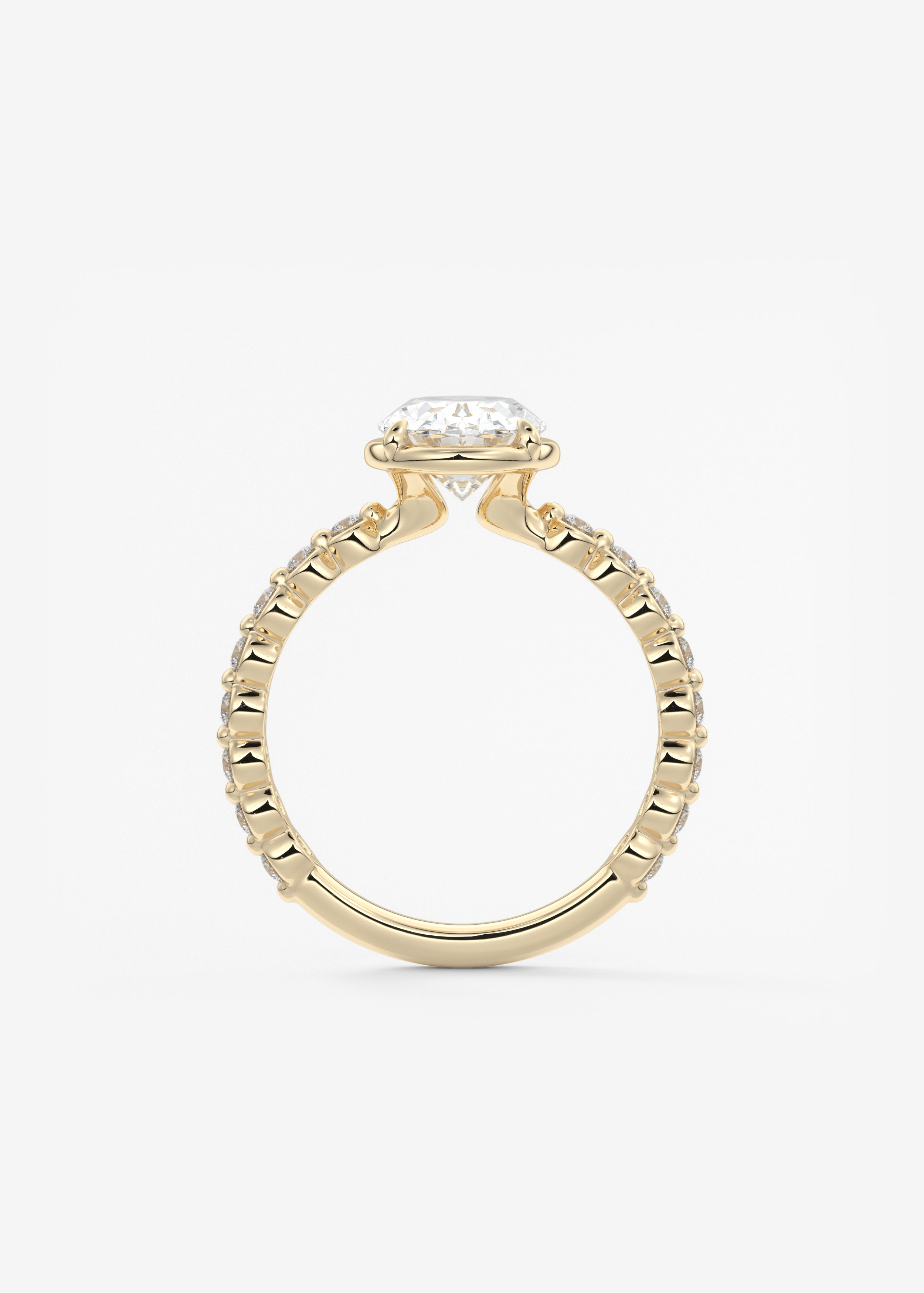 Oval Bezel Lab Grown Diamond Engagement Ring