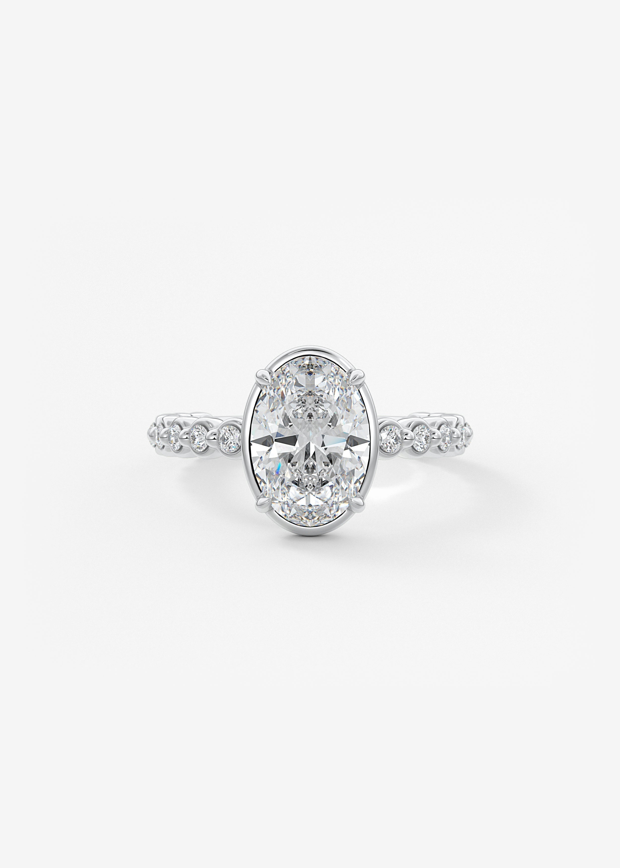 Oval Bezel Lab Grown Diamond Engagement Ring