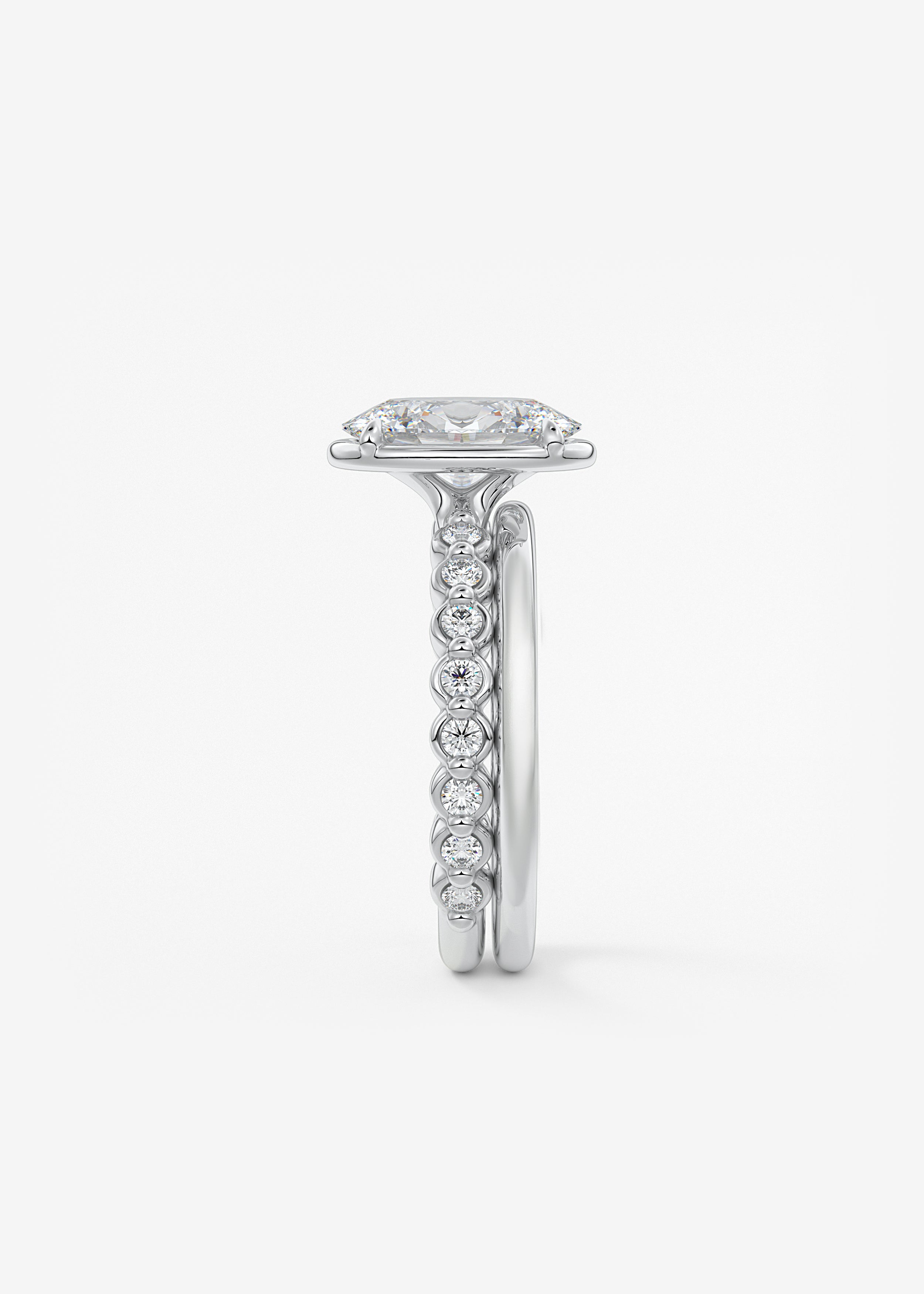 Oval Bezel Lab Grown Diamond Engagement Ring