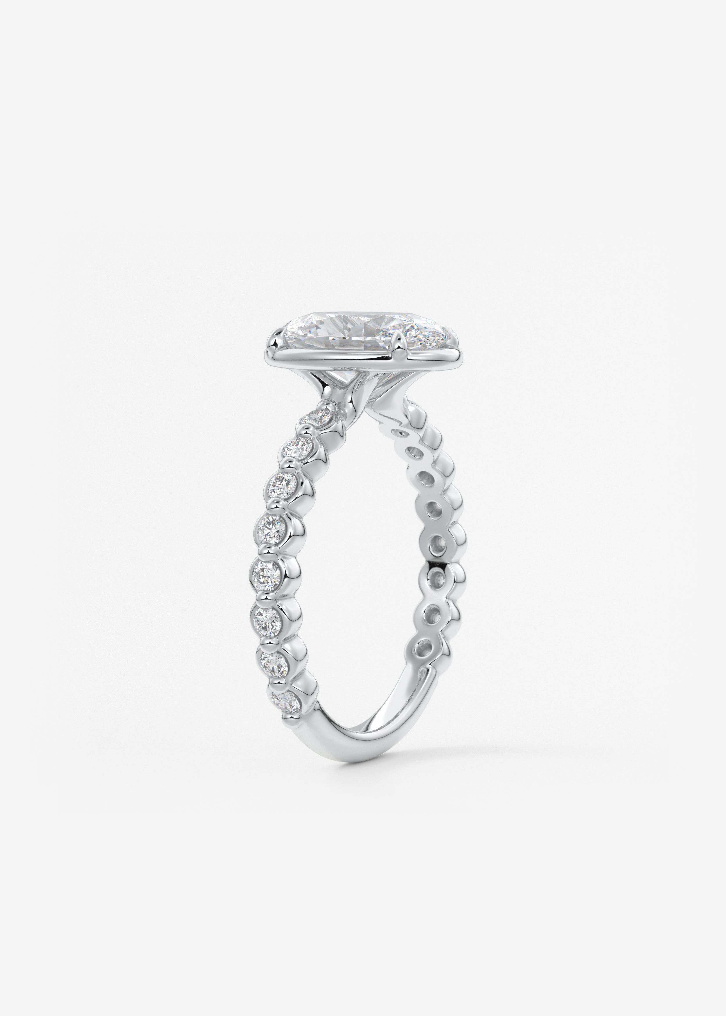 Oval Bezel Lab Grown Diamond Engagement Ring