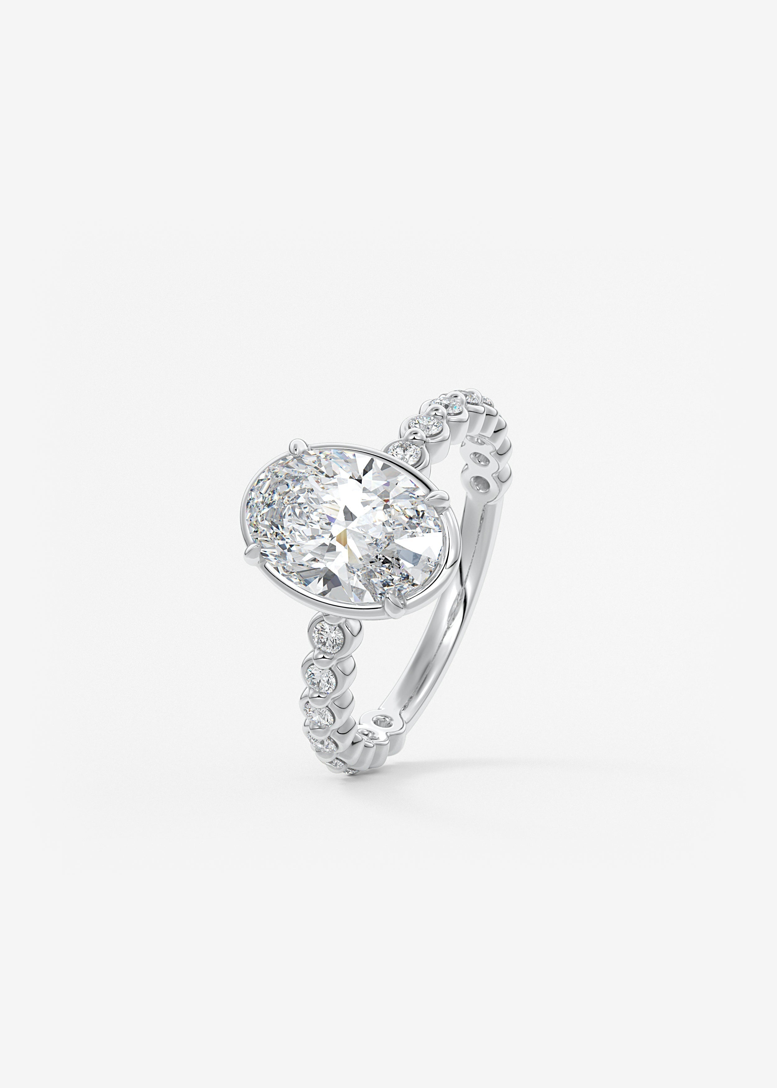 Oval Bezel Lab Grown Diamond Engagement Ring