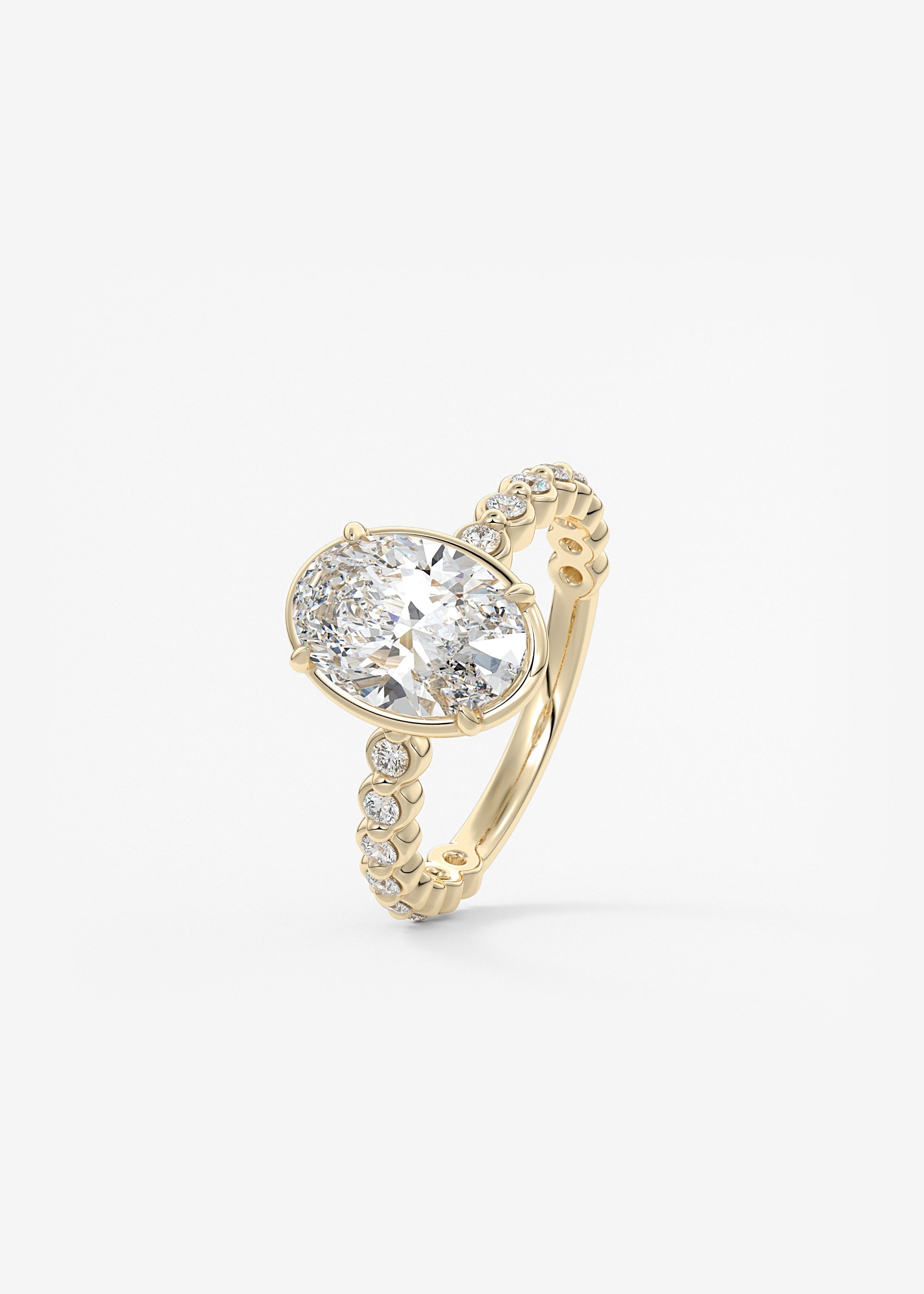 Oval Bezel Lab Grown Diamond Engagement Ring