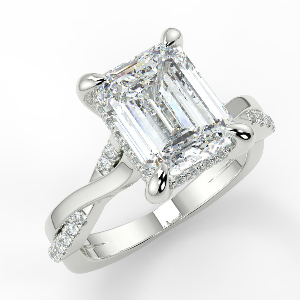 Stunning 2.53 CT Emerald Moissanite Engagement Ring with Twisted Pave Design 5