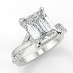 Stunning 2.53 CT Emerald Moissanite Engagement Ring with Twisted Pave Design 5