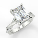 Stunning 2.53 CT Emerald Moissanite Engagement Ring with Twisted Pave Design 5