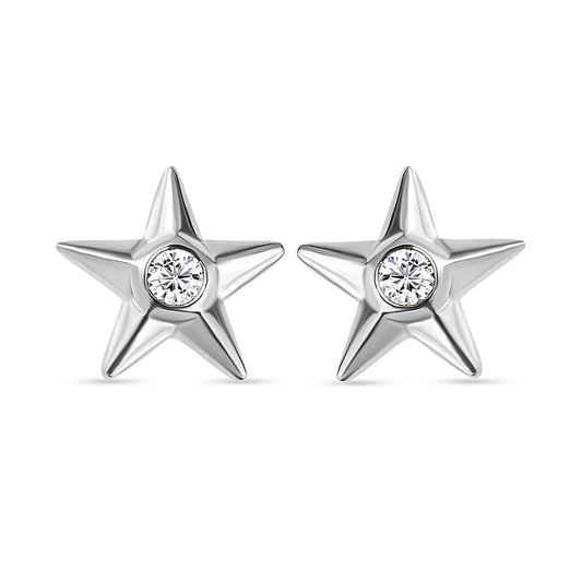 Round Cut Cubic Zirconia in 925 Sterling Silver Earrings 1