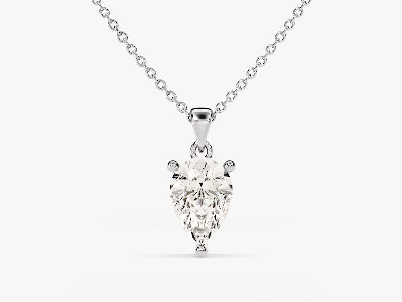 1.50 CT Pear Moissanite Diamond Solitaire Pendant Necklace in Solid Gold 2