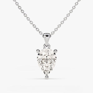 1.50 CT Pear Moissanite Diamond Solitaire Pendant Necklace in Solid Gold