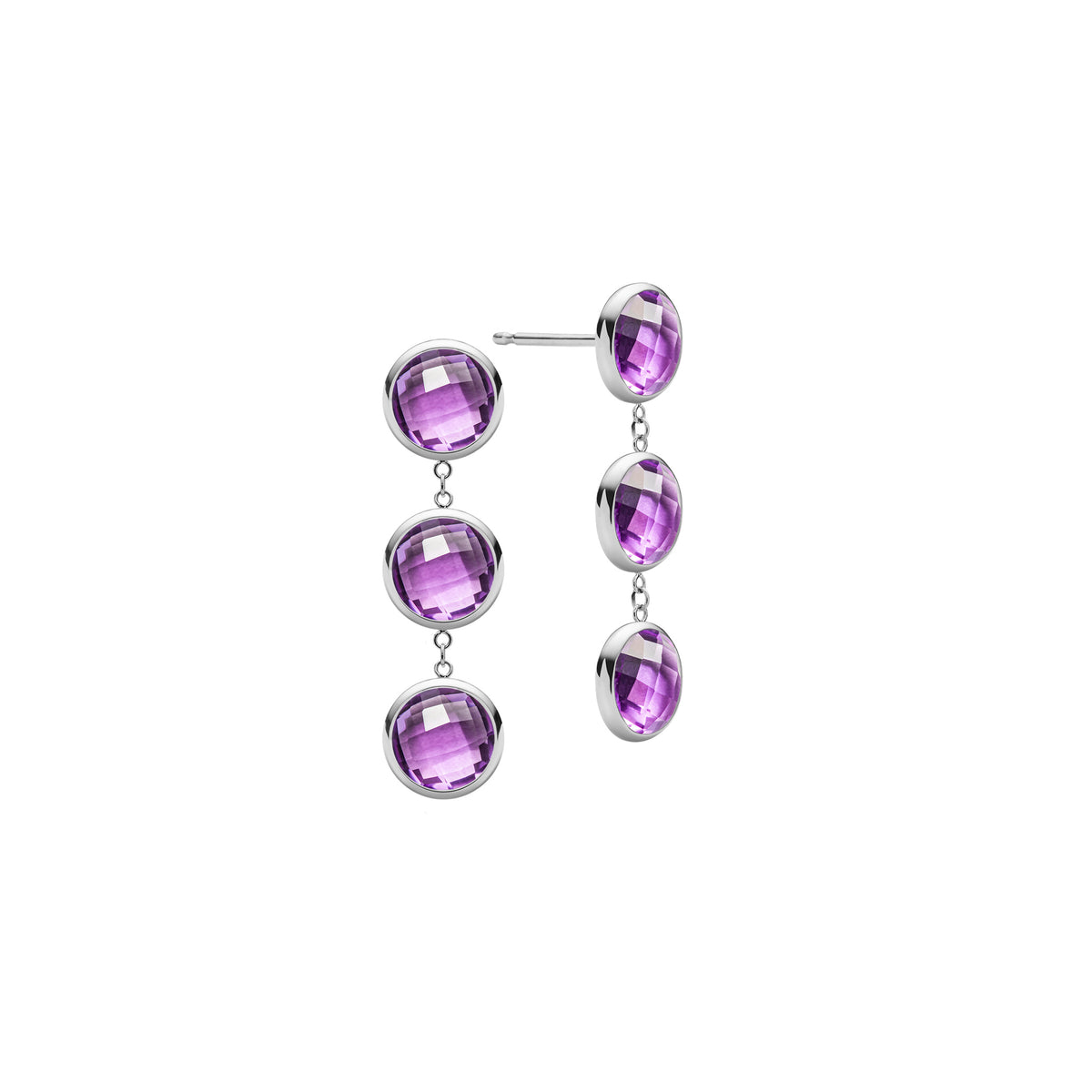 2.70 TCW Round Amethyst Lab Made Diamond- February Birthstone Dangle 5