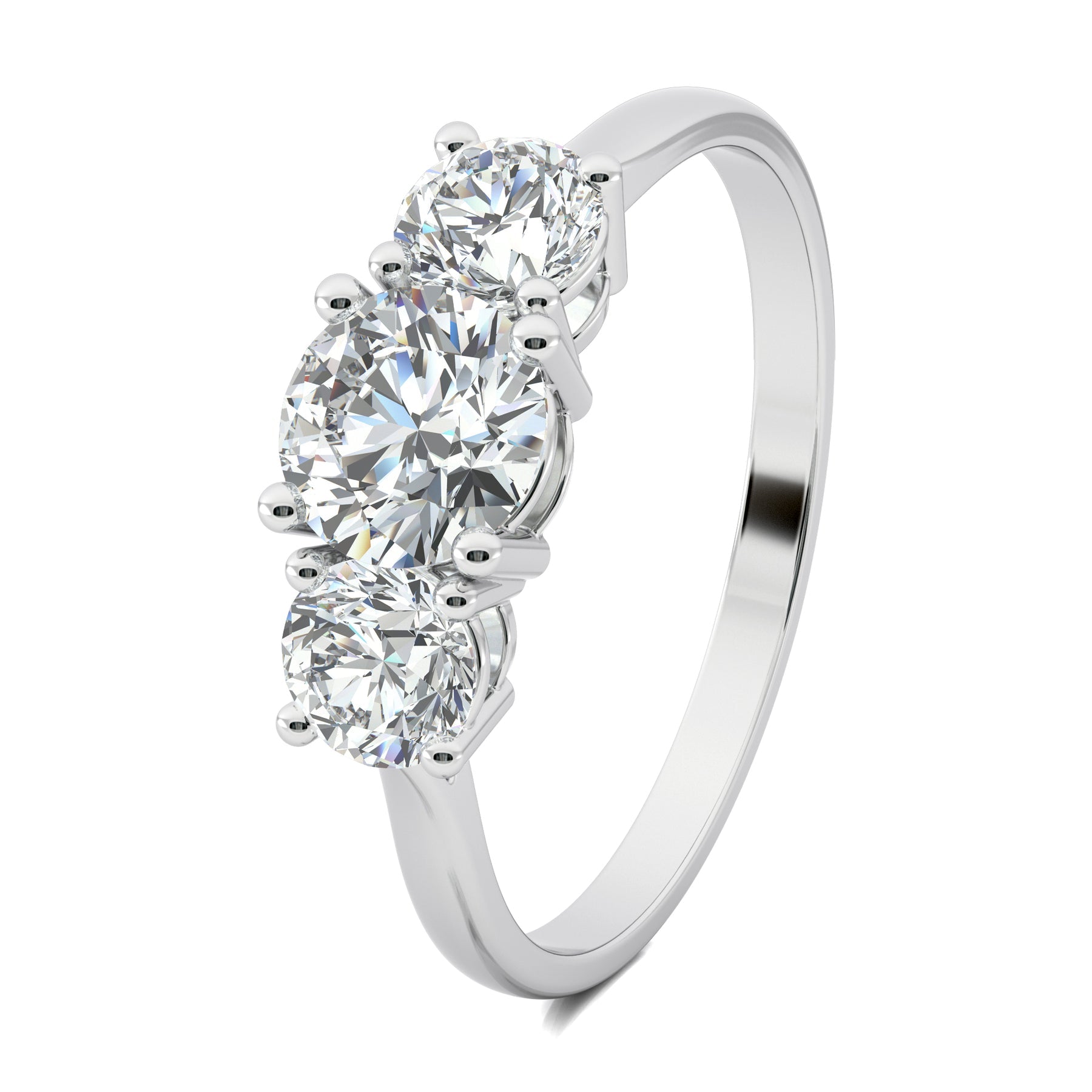 Stunning 0.6 CT Round Moissanite Stones Three Stones Wedding Band 2