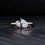 Stunning 1.0 CT Pear Moissanite Engagement Ring with Two Stone Design 1