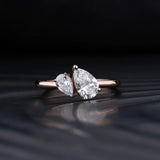 Stunning 1.0 CT Pear Moissanite Engagement Ring with Two Stone Design 1