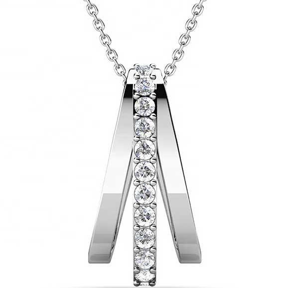 Round Cut Cubic Zirconia in 925 Sterling Silver Necklace 1