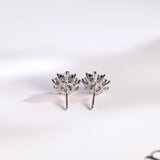 0.50 TCW Round Cut Moissanite Floral Halo Earrings in Gold 3
