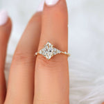 Stunning 1 CT Marquise Moissanite Engagement Ring With Cluster Design 4