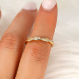 Stunning 0.11 TCW Round Moissanite Stones Halfway Twisted Wedding Bands 2