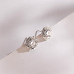 0.50 TCW Round Cut Moissanite Floral Halo Earrings in Gold 7