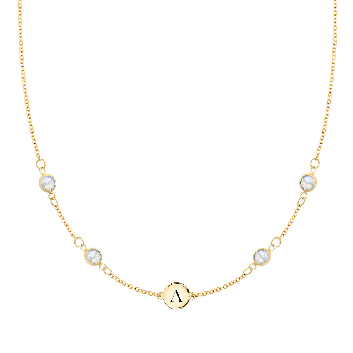 1.0 TCW Round Moonstone Lab Made Diamond- June Birthstone Choker Necklace 1