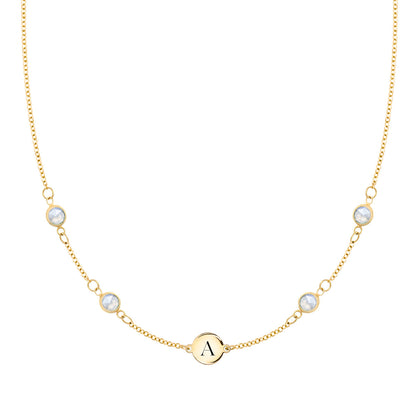 1.0 TCW Round Moonstone Lab Made Diamond- June Birthstone Choker Necklace 1