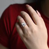 Stunning 1.0 - 2.0 CT Radiant Moissanite Engagement Ring with Pave & Halo Design 9