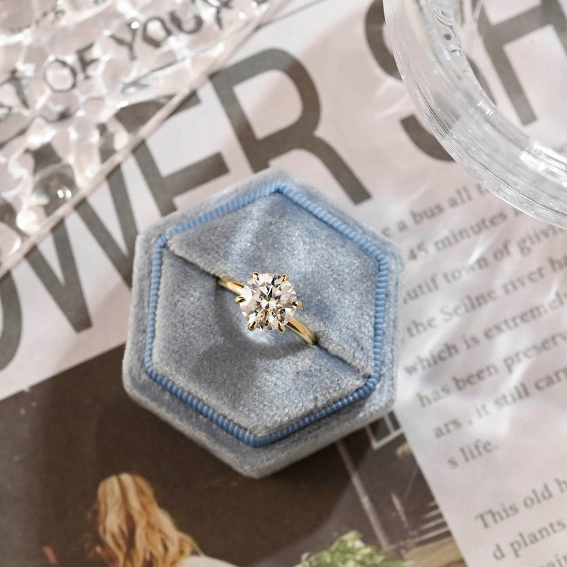 Stunning 2.5 CT Round Moissanite Engagement Ring with Solitaire Design 8