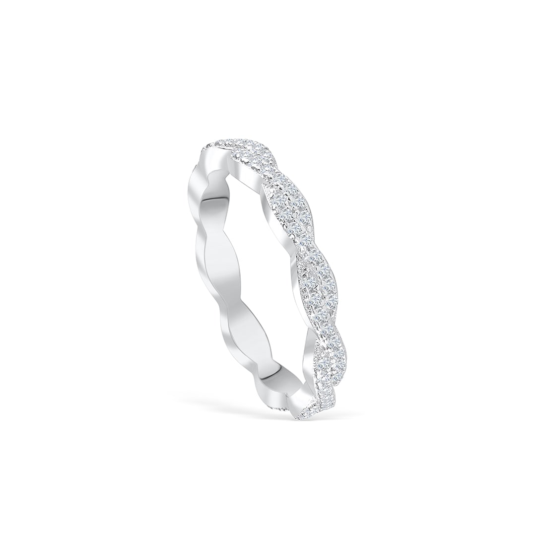 Stunning 0.4 TCW Round Moissanite Stones in Full Eternity Wedding Band 2