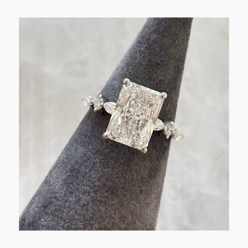 Classic 2.50 CT Radiant Moissanite Engagement Ring with Pave Design 5
