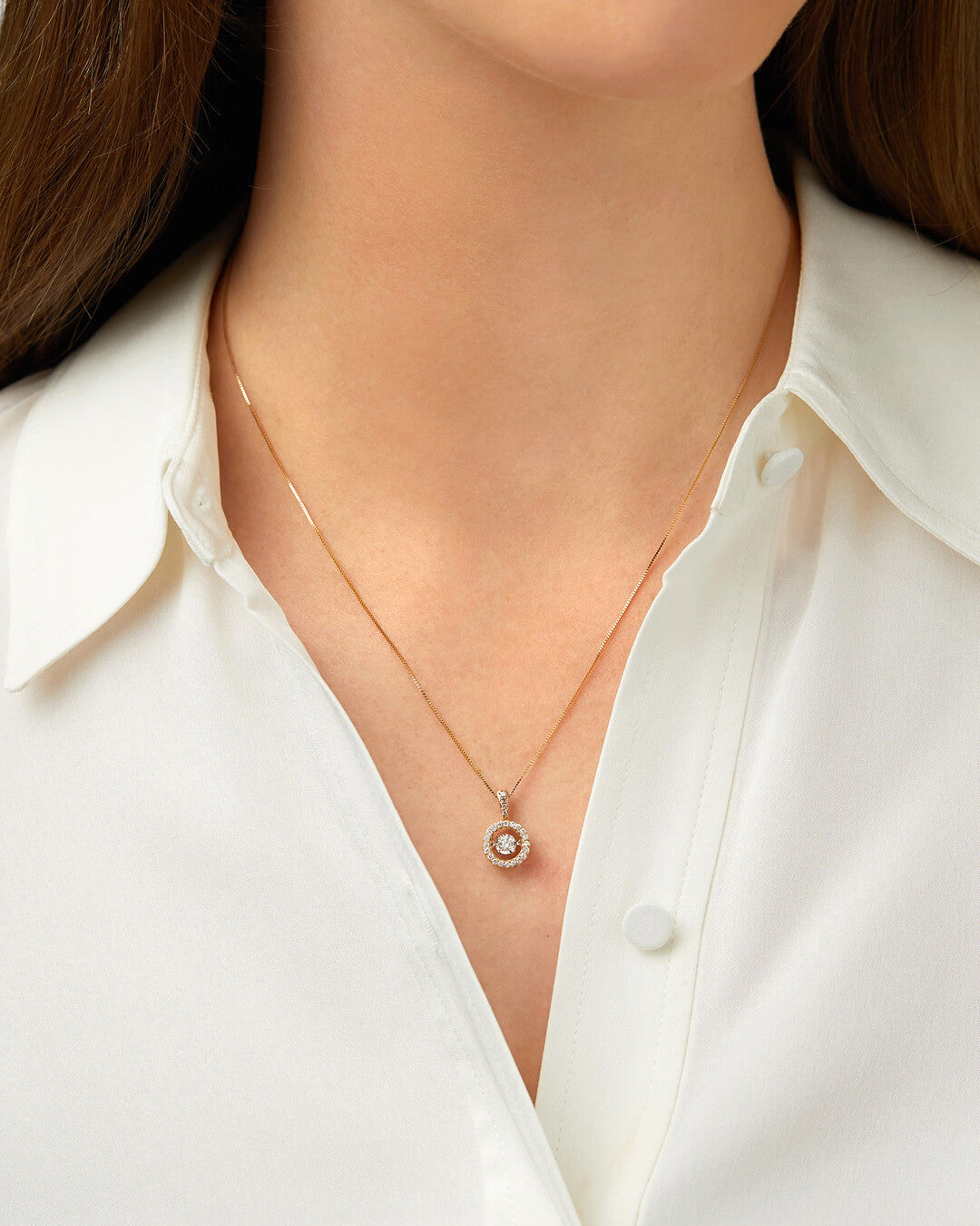 Round Cut Cubic Zirconia in 925 Sterling Silver Necklace 4