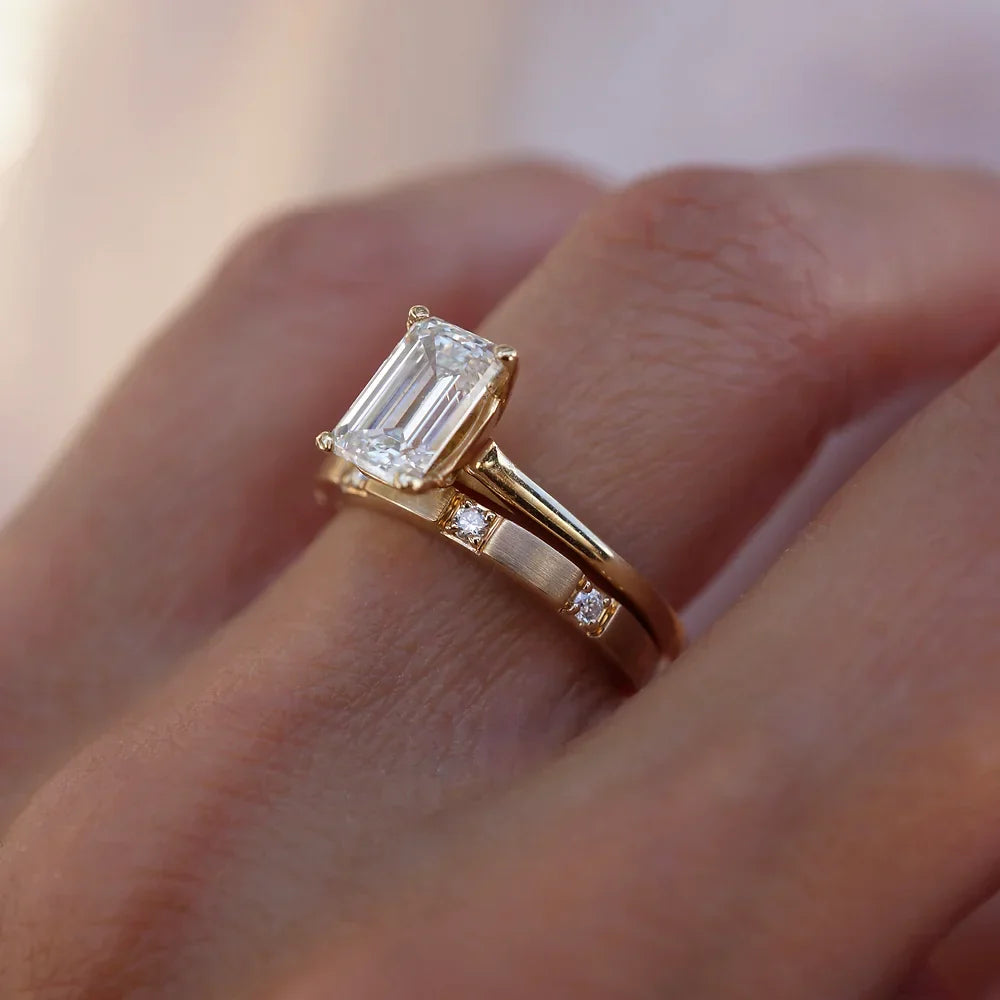 Stunning 0.2 TCW Round Moissanite Stones Dainty Wedding Bands 5