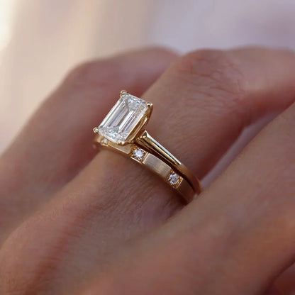 Stunning 0.2 TCW Round Moissanite Stones Dainty Wedding Bands 5